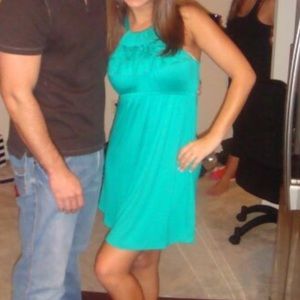 Lush turquoise halter dress.